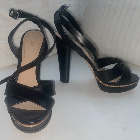 ALDO Black Heeled Sandals - Picture 1 of 1